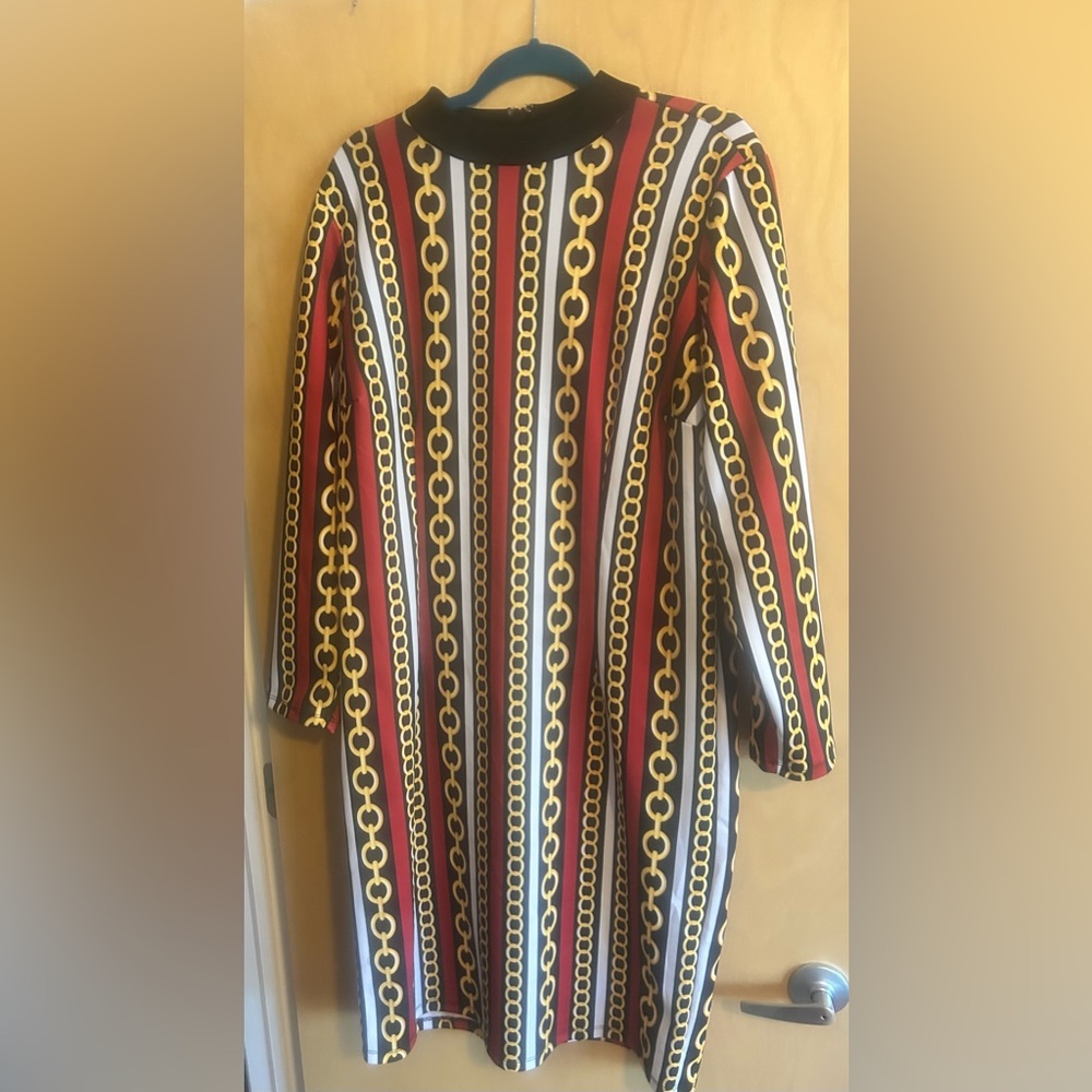 Striped Chain Pattern Dress